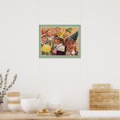 Retro Birthday Party -  kinderdagverblijven Poster (Keuken)