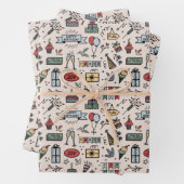 Retro Birthday Pattern Inpakpapier Vel (In situ)