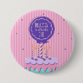Retro Birthday Ronde Button 7,6 Cm (Voorkant)