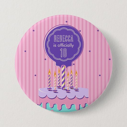 Retro Birthday Ronde Button 7,6 Cm (Voorkant)