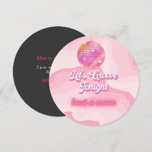 Retro  Birthday Thema, Disco Ball Invitatio Kaart