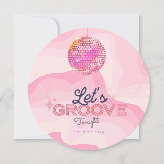 Retro  Birthday Thema, Disco Ball Invitatio Kaart (Voorkant)