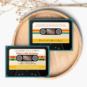 Retro Birthday Uitnodiging Cassette MixTape Music