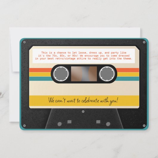 Retro Birthday Uitnodiging Cassette MixTape Music (Achterkant)