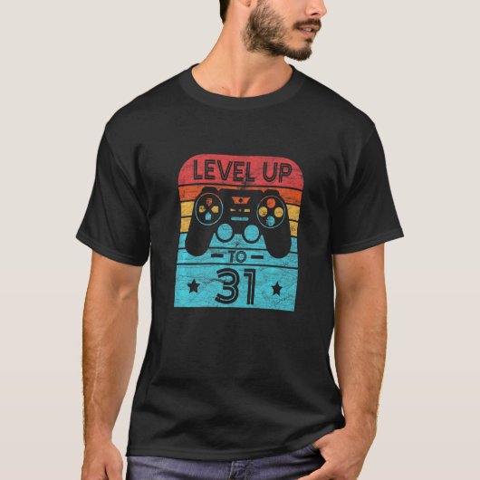 Retro Birthday Video Game 31 Years Old Gamer Level T-shirt (Voorkant)