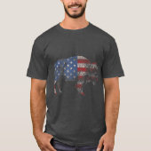 Retro Bison American Flag Buffalo Simple T-shirt (Voorkant)