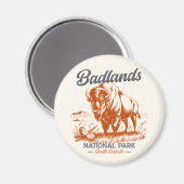 Retro Bison – Badlands National Park  Magneet (Voorkant / Achterkant)
