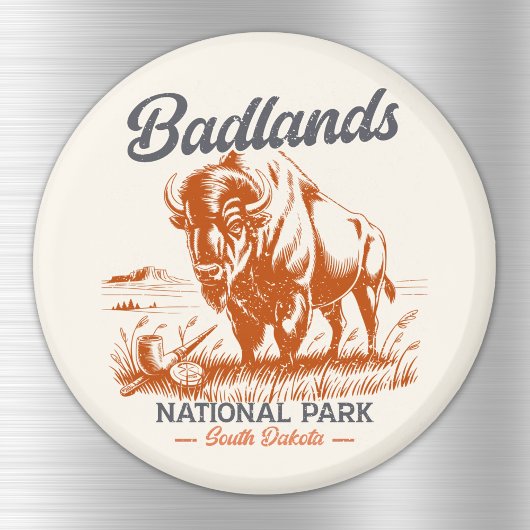 Retro Bison – Badlands National Park  Magneet