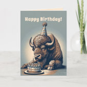 Retro Bison Buffalo Gelukkige Verjaardag Kaart (Voorkant)