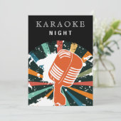 Retro Black 30th Birthday Karaoke Night Party Kaart (Staand voorkant)