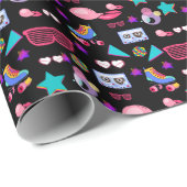 Retro black 80s Costume Vibrant culture pop Cadeaupapier (Rol Hoek)