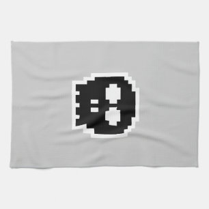 Retro Black 8-bits schedel Theedoek