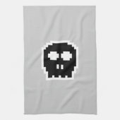 Retro Black 8-bits schedel Theedoek (Verticaal)