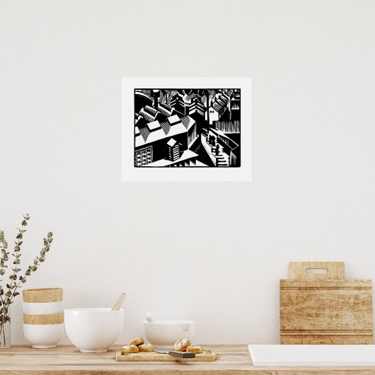 Retro black and white art, Yorkshire Poster (Keuken)