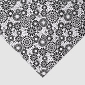 Retro Black and White Chic Folk Flowers Pattern Tissuepapier (Detail)