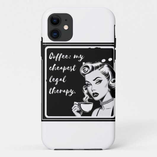 Retro black and white design with the phrase “Coff Case-Mate iPhone Case (Achterkant)