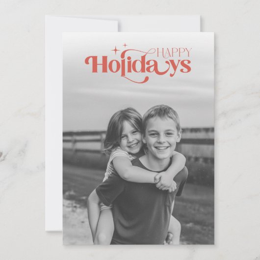 Retro Black and White Photo Children Christmas Feestdagenkaart (Voorkant)