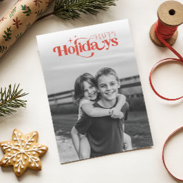 Retro Black and White Photo Children Christmas Feestdagenkaart