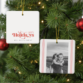 Retro Black and White Sibling Christmas Holiday Keramisch Ornament