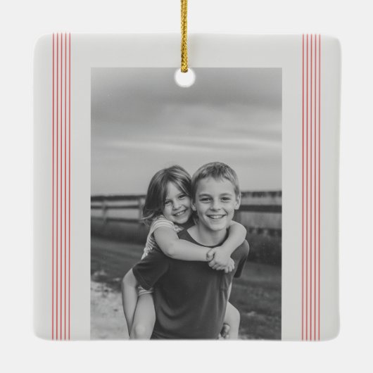 Retro Black and White Sibling Christmas Holiday Keramisch Ornament (Achterkant)