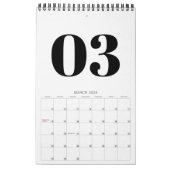 Retro Black and White Typography No Photo 2026 Kalender (Mar 2026)