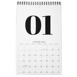 Retro Black and White Typography No Photo 2026 Kalender