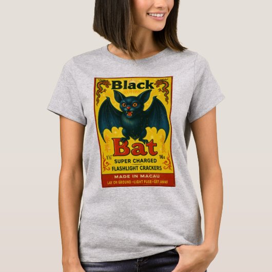 Retro Black Bat Macau Firecracker Tee T-shirt (Voorkant)