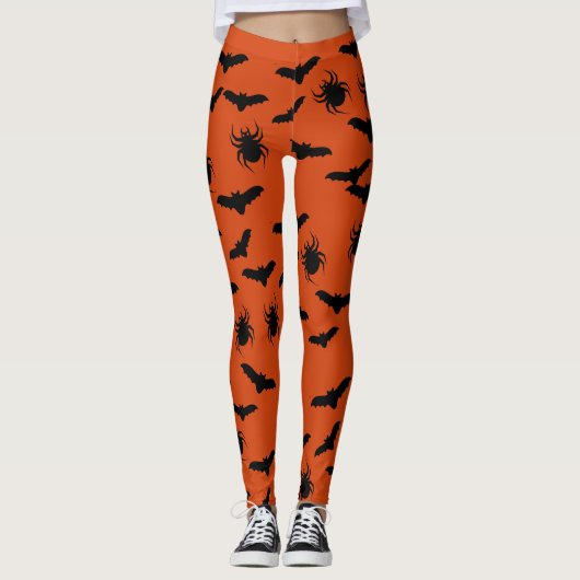 Retro Black Bats Spider Girlie Minimal Pattern Leggings (Voorkant)