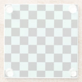 Retro Black Blue Checkerboard Pattern Glazen Onderzetter (Achterkant)