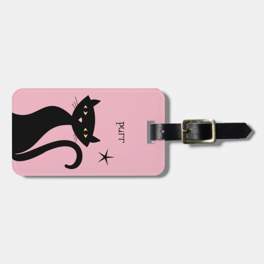 Retro Black Cat Bagagelabel (Voorkant horizontaal)