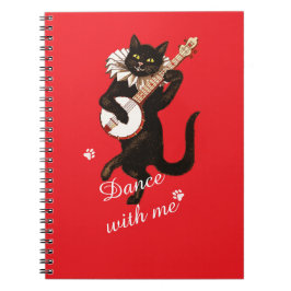 Retro Black Cat Banjo Notitieboek - Dans met mij