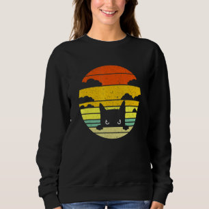 Retro Black Cat Crazy Cat Cute En Trui