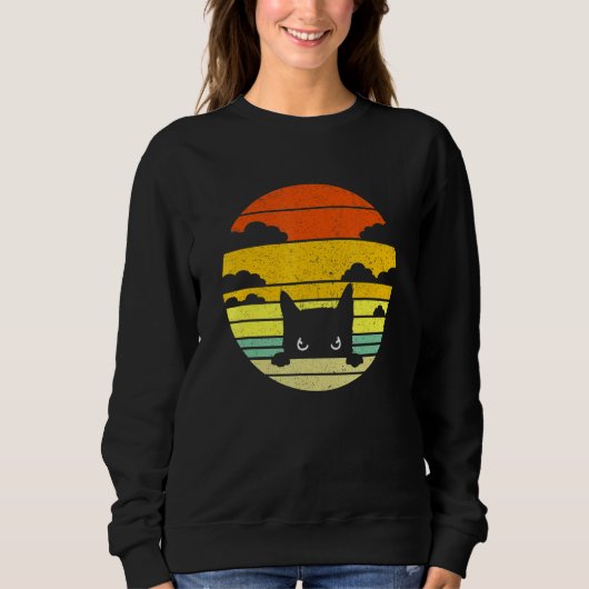 Retro Black Cat Crazy Cat Cute En Trui (Voorkant)