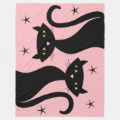Retro Black Cat Fleece Deken (Voorkant)