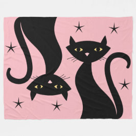 Retro Black Cat Fleece Deken