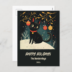 Retro Black Cat Fun Vakantie Briefkaart