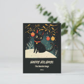 Retro Black Cat Fun Vakantie Briefkaart (Staand voorkant)