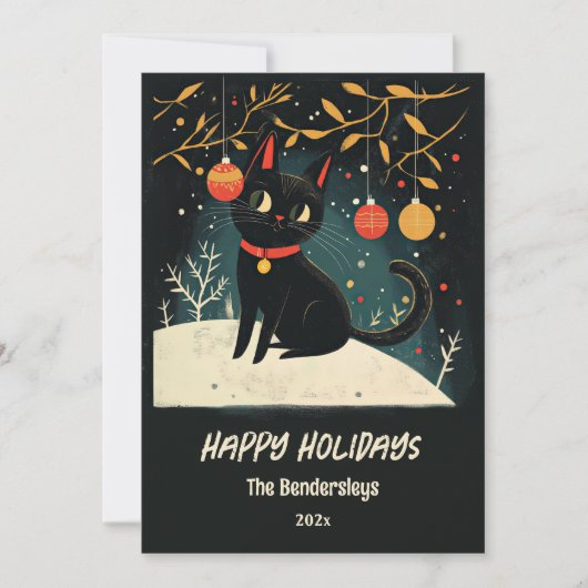 Retro Black Cat Fun Vakantie Kaart (Voorkant)