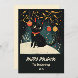 Retro Black Cat Fun Vakantie Kaart