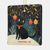 Retro Black Cat Fun Vakantie Keramisch Ornament (Links)
