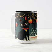 Retro Black Cat Fun Vakantie Mok (Voorkant links)