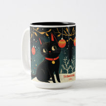 Retro Black Cat Fun Vakantie Mok