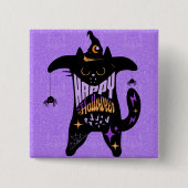 Retro Black Cat Funny Halloween Vierkante Button 5,1 Cm (Voorkant)