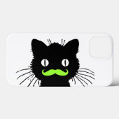 RETRO BLACK CAT FUNNY LIME GREEN MUSTACHE Case-Mate iPhone CASE (Achterkant (horizontaal))
