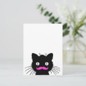 RETRO BLACK CAT FUNNY PINK MUSTACHE BRIEFKAART (Staand voorkant)