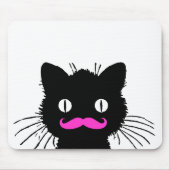 RETRO BLACK CAT FUNNY PINK MUSTACHE MUISMAT (Voorkant)