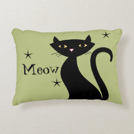 Retro Black Cat green Accent Kussen
