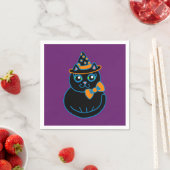 Retro Black Cat Halloween Party Napkins Servetten (Insitu)