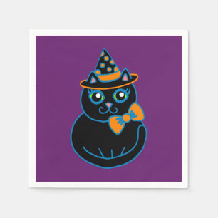 Retro Black Cat Halloween Party Napkins Servetten