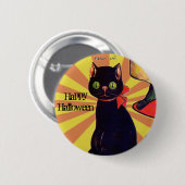 Retro Black Cat Halloween 🎃 Ronde Button 5,7 Cm (Voorkant /achterkant)